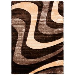 Hand woven Silken Embossed Brown Shag Rug (4 X 6)