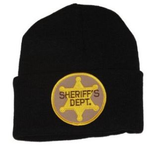 3D Patch Embroidery Law Enforcement Black Cuff Beanie, Sheriff's Dept. at  Mens Clothing store Skull Caps