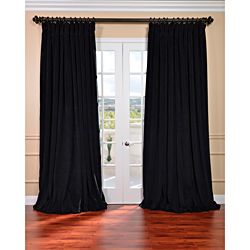 Warm Black Velvet Blackout Extra Wide Curtain Panel