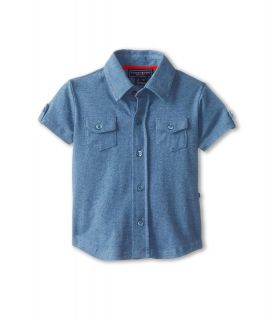 Toobydoo Polo Button Up Heather Boys Short Sleeve Button Up (Blue)