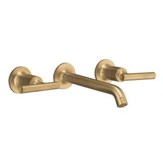 Kohler K t14413 4 bv Vibrant Brushed Bronze Purist Two handle Wall mount Lavatory Faucet Trim With 6 1/4 Spout And Lever Handle