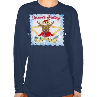 Season's Greetings Reindeer Women's Long Sleeve T  Tee Shirts