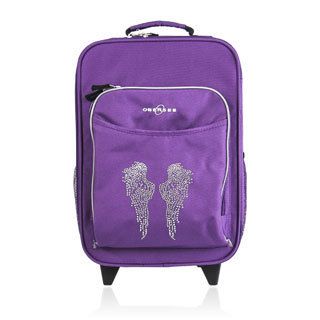 O3 Kids Rhinestone Angel Wings 16 inch Rolling Carry On Cooler Upright