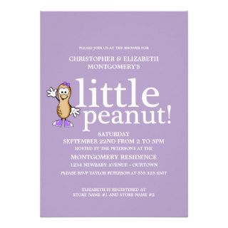 Little Peanut (Purple) Baby Shower Personalized Invite