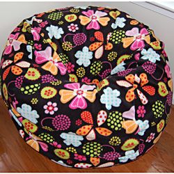 Ahh Products Flowers And Dots Fleece Washable Bean Bag Chair