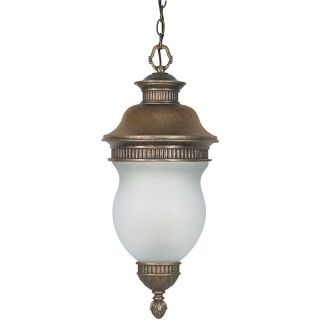 Luxor Platinum Gold With Satin Frosted Glass 3 light Hanging Lantern