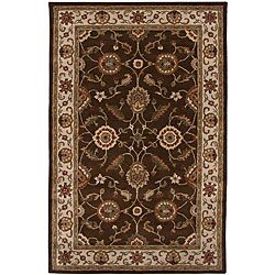 Hand tufted Brown/ Red Wool Rug (26 X 10)