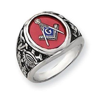 Men's Created Ruby Masonic Ring   Size 10 Jewelry