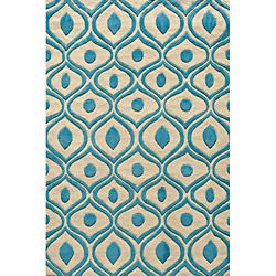 Hand Tufted Modern Waves Blue Polyester Rug (5 X 7)