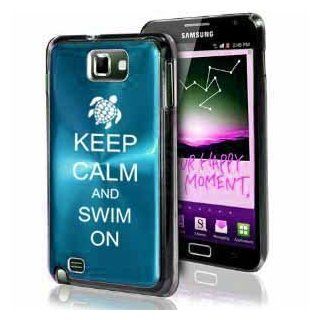 Samsung Galaxy Note i9220 i717 N7000 Light Blue F484 Aluminum Plated Hard Case Keep Calm and Swim On Sea Turtle Cell Phones & Accessories
