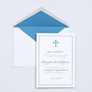 blue cross christening invitation by piccolo