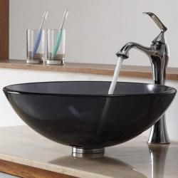 Kraus Bathroom Combo Set Clear Black Glass Vessel Sink/ventus Faucet