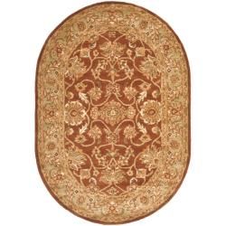 Safavieh Handmade Golden Jaipur Rust/ Green Wool Rug (46 X 66 Oval)