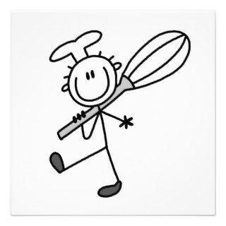 Stick Figure Chef With Whisk Custom Invites