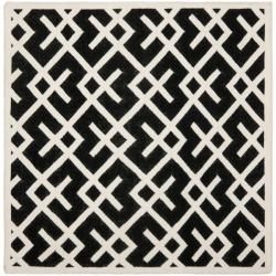 Moroccan Dhurrie Geometric Black/ivory Wool Rug (6 Square)