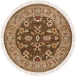 Hand knotted Brown Southwestern Cargo New Zealand Wool Rug (8 Round)