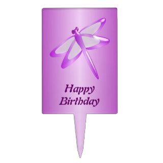 Purple Dragonfly Birthday Cake Toppers