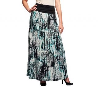 Women with Control Printed Tier Maxi Skirt w/Tummy Control 