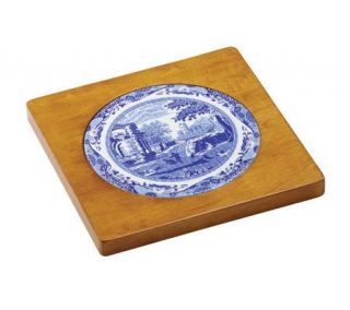 Spode Blue Italian Wooden Trivet —