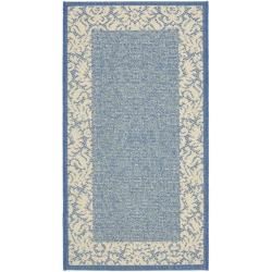 Poolside Rectangles Blue/ Natural Indoor/ Outdoor Accent Rug (2 X 37)