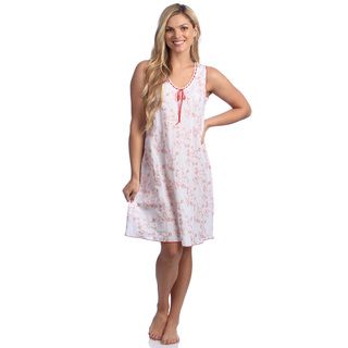 La Cera Women's Cotton Embroidered Chemise La Cera Pajamas & Robes