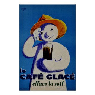 Le Cafe Glace ~ Vintage French Iced Coffee Ad Posters