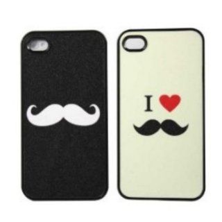 Zehui Cute Mustache Cartoon Lovers Couple Pair Hard Back Case Cover for Iphone 4g 4s 4gs Cell Phones & Accessories