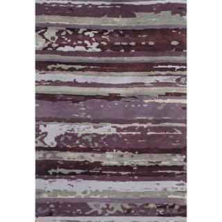 Contemporary Hand knotted Abstract Amethyst Wool/ Art silk Rug (2 X 3)