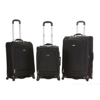 Rockland Deluxe Black Heavy duty Three piece Spinner Luggage Set