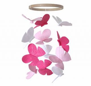 butterfly nursery mobile pink by littlenestbox