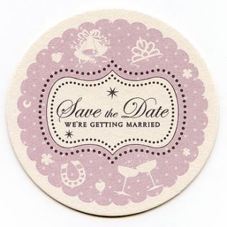eight save the date boudoir coasters by aliroo