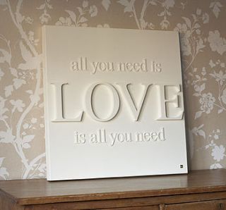 personalised 'all you need is love' canvas by gorgeous graffiti