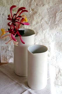 porcelain hand thrown tall jug by artisan