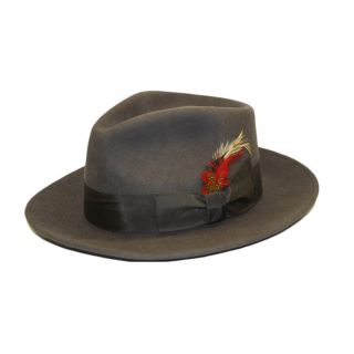 Ferrecci Ferrecci Mens Charcoal Wool Fedora Hat With Satin Lining Grey Size S