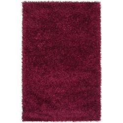 Handwoven Pink Vivid Soft Shag Polyester Rug (36 X 56)