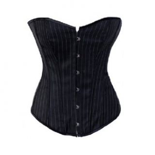 Gisexy Sexy Black Office Pinstripe Uniform Corset Showgirl Bustier TOP S 2xl Clothing