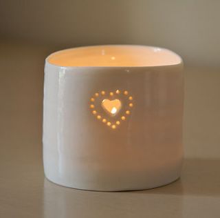 porcelain double heart tealight by luna lighting