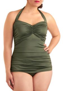 Esther Williams Bathing Beauty One Piece in Sage   Plus Size  Mod Retro Vintage Bathing Suits