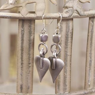 cube and heart silver earrings by lisa angel