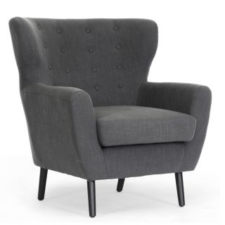 Moretti Dark Grey Linen Modern Club Chair