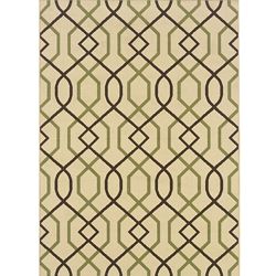 Ivory/brown Geometric Outdoor Area Rug (37 X 56)