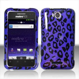 ZTE Score M X500 X 500M MetroPCS / Metro PCS Black and Purple Leopard Animal Skin Design Snap On Hard Protective Cover Case Cell Phone Cell Phones & Accessories