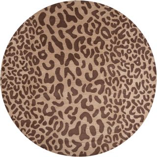 Hand tufted Brown Leopard Castara Animal Print Wool Rug (4 Round)