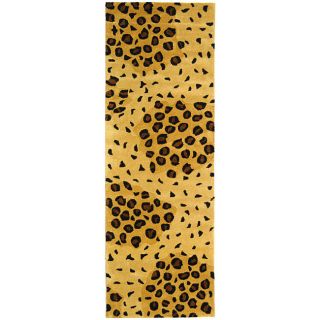 Handmade Leopard print Gold/ Black N. Z. Wool Runner (26 X 14)