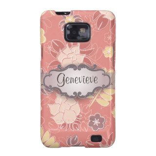Fern Floral on Pink with Nameplate Galaxy SII Case