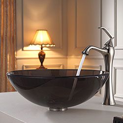 Kraus Bathroom Combo Set Clear Brown Glass Vessel Sink/faucet