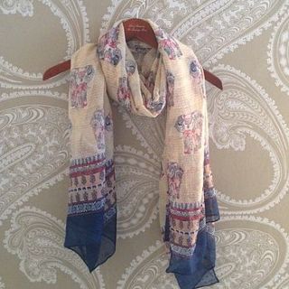 cream elephant detailed scarf by law and company decorative living