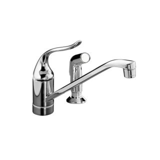 KOHLER Coralais Polished Chrome Low Arc Kitchen Faucet with Side Spray