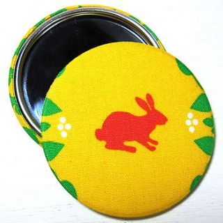rabbit fabric pocket mirror by kaela mills