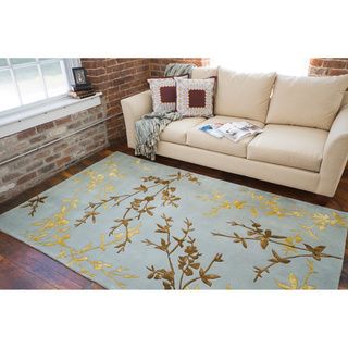 Hand tufted Jackson Gray Floral Wool Rug (8 X 11)